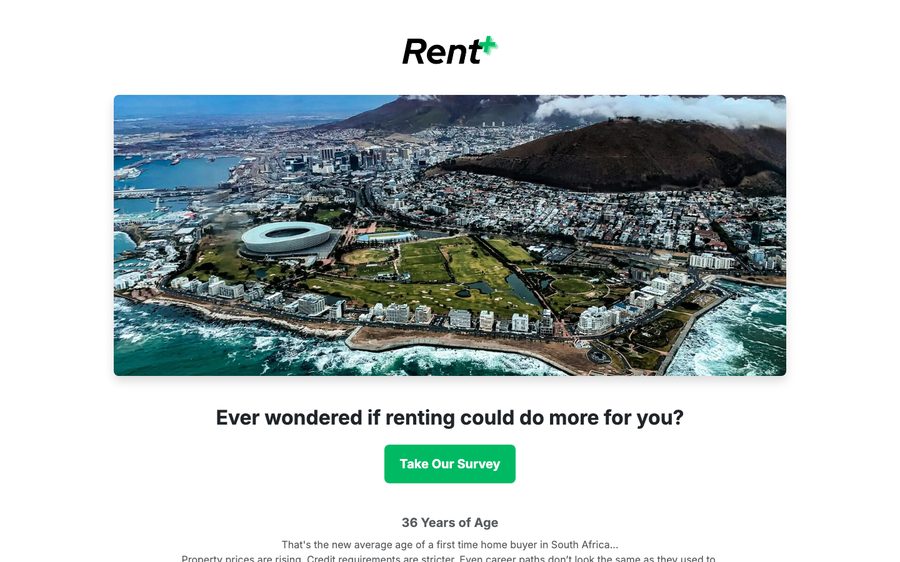 survey.rentplus.africa website — desktop view